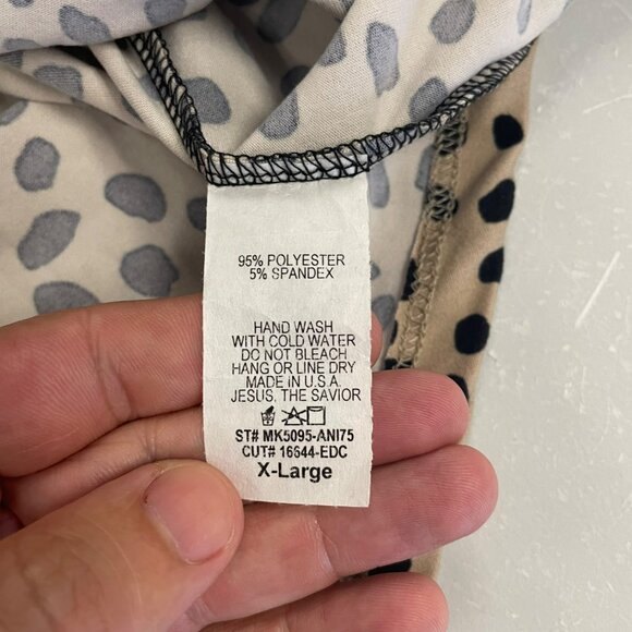 REB. in J. Womens Button Up Top Tie Hem Tan/Black Spotted Size XL New - Picture 9 of 9